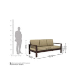 ONIJA  Sofa 3 Seater for Livingroom - Sheesham Wood Sofa Set for Home Furniture - Three Seater Couch for Bedroom Office Sofa Set (Walnut Finish)